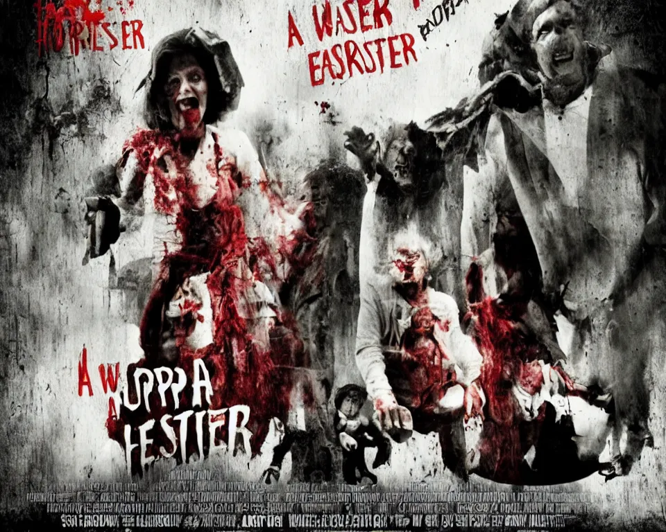 Prompt: a horror movie poster about Easter