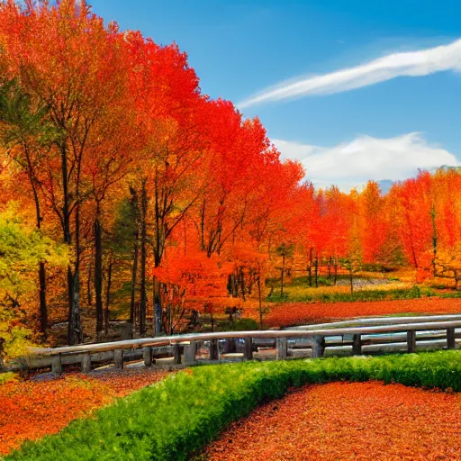 Prompt: hokkaido in the fall, masterpiece, 8k, realistic, high definition, vivid colours, long shot