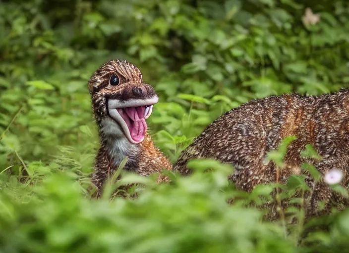 Image similar to wildlife photo of real life yoshi in the wild, 8 k, 8 5 mm f 5. 6