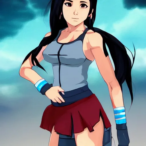 Image similar to high quality art of tifa lockhart dressed as korra, trending on artstartion