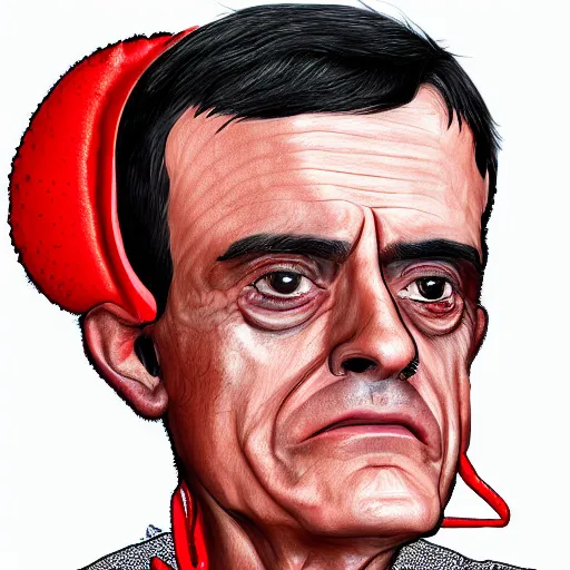 Prompt: Manuel Valls disguised in lobster, digital painting