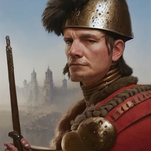 Prompt: highly detailed portrait of a roman soldier, stephen bliss, unreal engine, greg rutkowski, ilya kuvshinov, ross draws, hyung tae and frank frazetta, tom bagshaw, tom whalen, nicoletta ceccoli, mark ryden, earl norem, global illumination, god rays