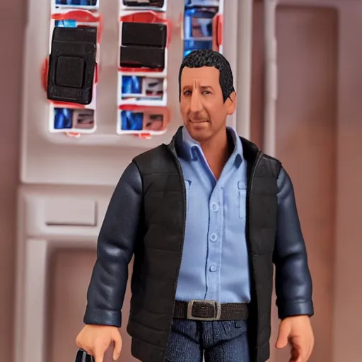 Image similar to a still a detailed full body action figure of adam sandler, first 4 figures, hasbro detailed product photo