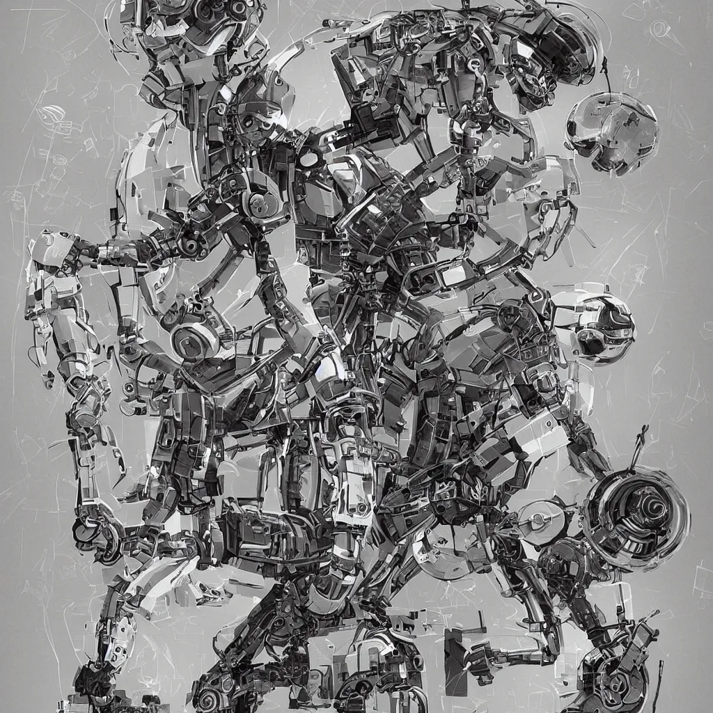 Image similar to a human and an robot working together to make art, in an illustration featured on deviantart,