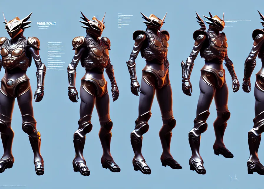 Prompt: character concept art sprite sheet of lion concept kamen rider, big belt, human structure, concept art, hero action pose, human anatomy, intricate detail, hyperrealistic art and illustration by irakli nadar and alexandre ferra, unreal 5 engine highlly render, global illumination