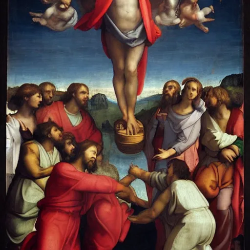 Image similar to ascension of Jesus by Raphael.