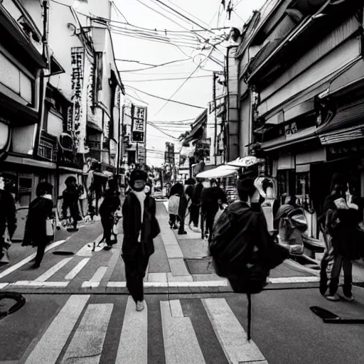 Prompt: photograph of a japanese monster, tokyo street, scary, uncanny