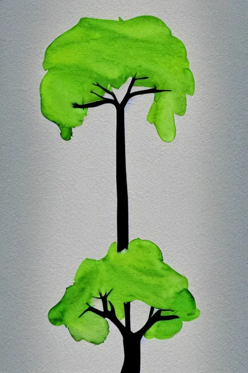 Image similar to minimalist watercolor art of a tree, illustration, vector art