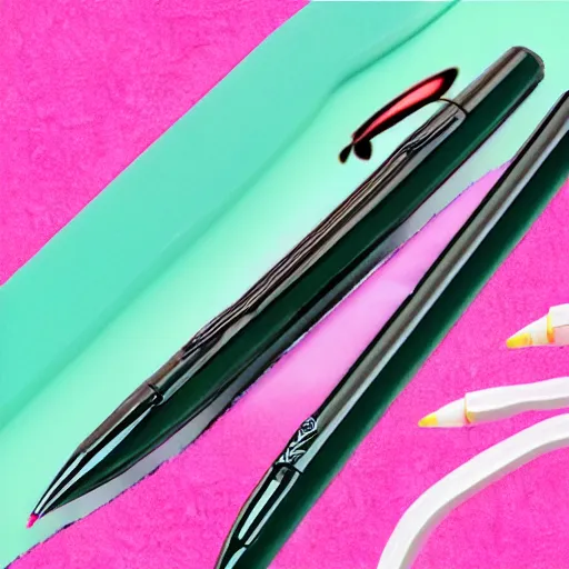 Prompt: a product photo ad of a technical gel pen exacto knife by junji ito, ethereal eel