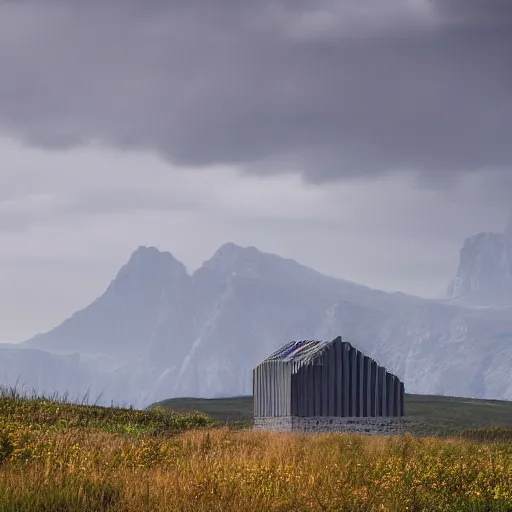 Image similar to a building in a stunning landscape by ken yeang