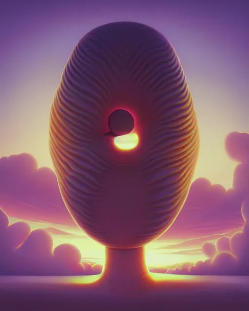 Image similar to yabayaba oobigoogi, a surrealist painting by naoto hattori, sunset, by beeple, symmetry, by makoto shinkai and lois van baarle, trending on deviantart, pop surrealism, groovy, whimsical