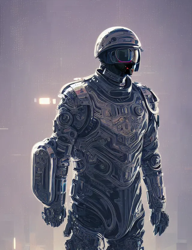 Image similar to futuristic soldier reflective chrome armor super intricate ornaments artwork by tooth wu and wlop and alena aenami and greg rutkows