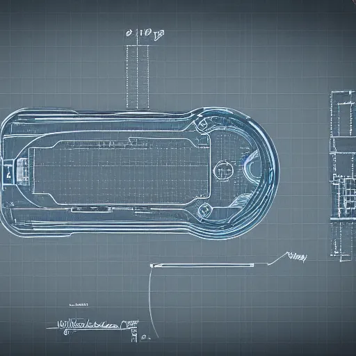 Prompt: blueprint for a perpetuum mobile device, hyper realistic