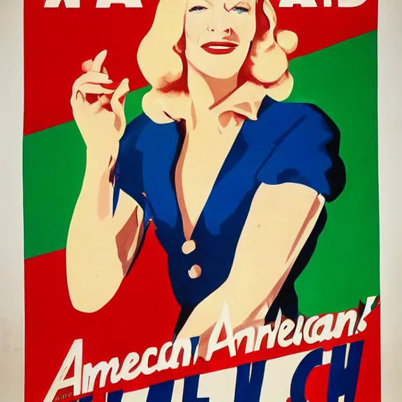 Image similar to american propaganda poster with cate blanchett , Ultra Detailed,