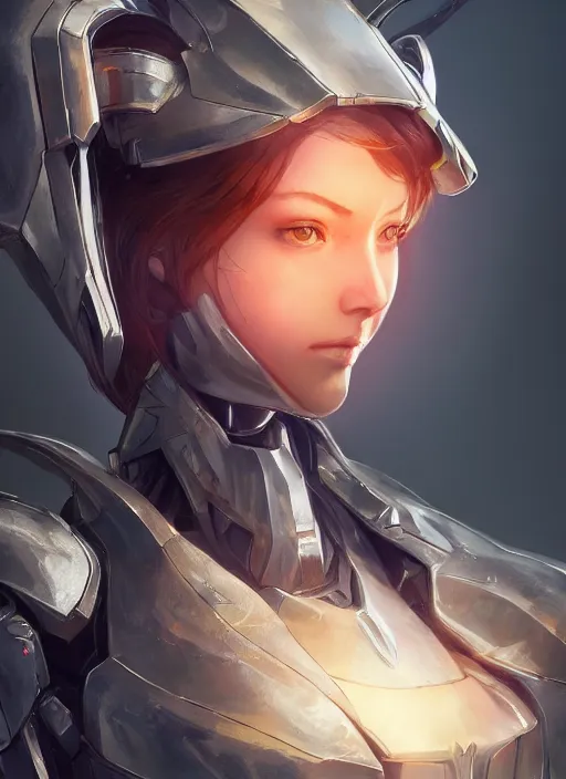 Image similar to a female holy mecha paladin absurdly beautiful, elegant, ultrafine hyperrealistic detailed face illustration by zeen chin and artgerm and greg rutkowski, intricate linework, sharp focus, smooth, octopath traveler, final fantasy, unreal engine highly rendered, global illumination, dramatic lighting, misty, volumetric fog, 8 k