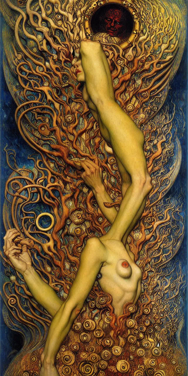 Image similar to Divine Chaos Engine by Karol Bak, Jean Delville, William Blake, Gustav Klimt, and Vincent Van Gogh, symbolist, visionary