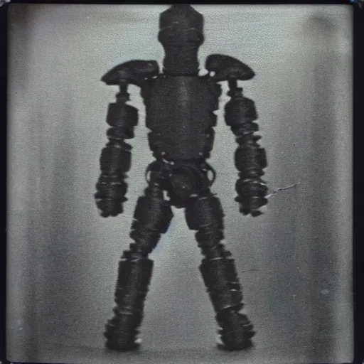 Prompt: polaroid of fantasy golem full body by Tarkovsky