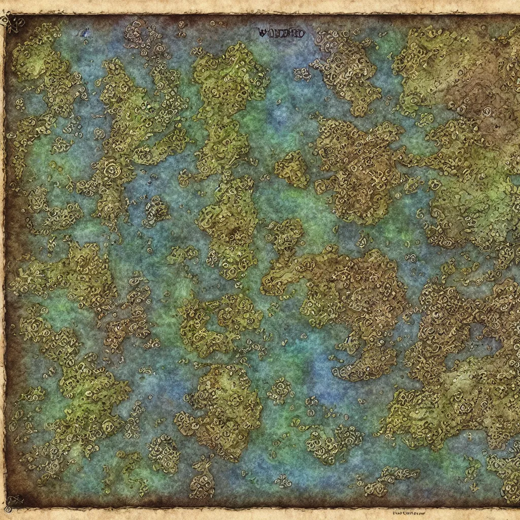 Image similar to detailed fantasy map, cartography, art by devon rue, swllsword maps, critical role, wotc, roll 2 0, dndbeyond, godsfall, fantasy, world, bright, sharp focus, smooth, sharpened