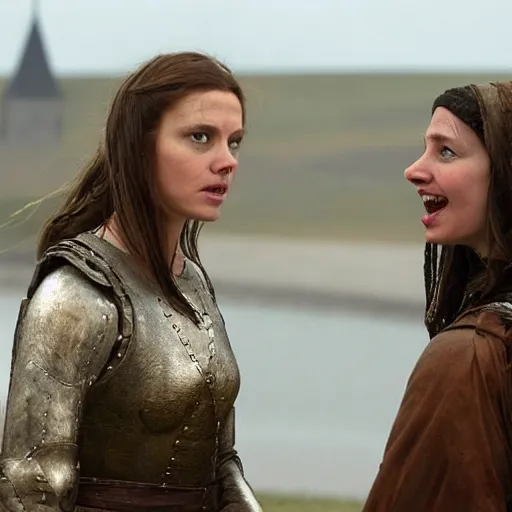 Image similar to scene from a 2 0 1 0 film set in medieval scandinavia showing a woman pilot