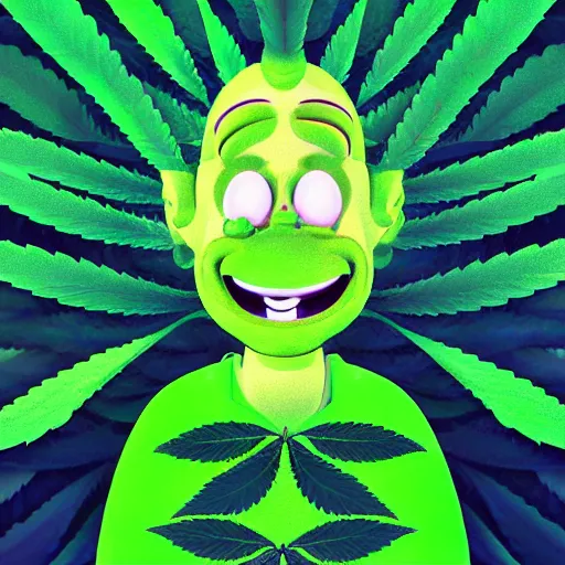 Prompt: cartoon portrait of a cannabis character. octane kawaii 4 k render by eyvind earle, award winning political meme