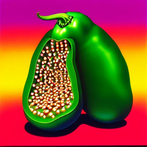 Prompt: exploding jalapeno by shusei nagaoka, kaws, david rudnick, airbrush on canvas, pastell colours, cell shaded, 8 k