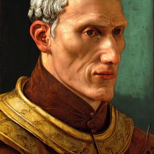 Image similar to Jerma985 in Ancient Rome, detailed, highly detailed, heroic, epic, complex, very detailed, realistic, HD quality, 8k resolution, body and headshot, Oil Painting, Italian Renaissance Painting of Jerma985, Italian Renaissance Painting Style, Renaissance Painting Style, Painting, Trending on Artstation