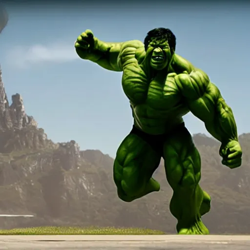 Image similar to joe biden as the hulk, realistic artstyle, wide shot, dramatic lighting, octane render, hyperrealistic, high quality, highly detailed, HD, beautiful, cinematic, 8k, unreal engine, facial accuracy, symmetrical