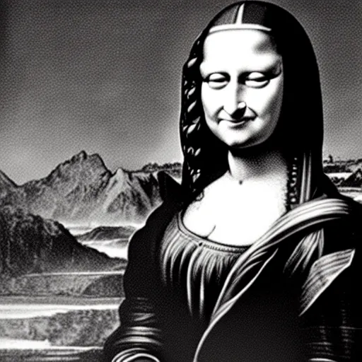 Prompt: A badass photo of monalisa walking in a movie, perfect faces