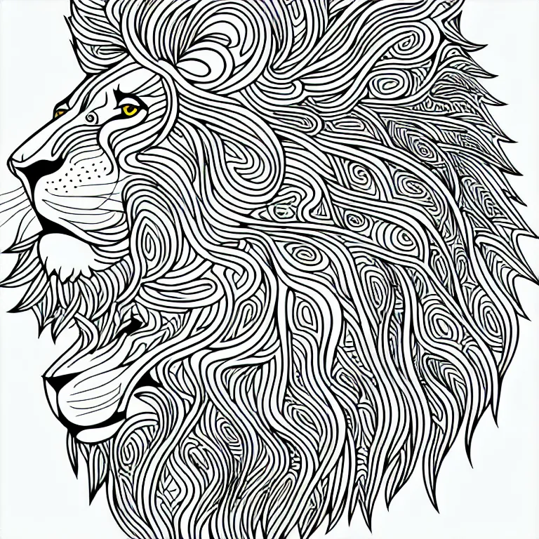 Image similar to beautiful lion, ornamental, fractal, line art, vector, outline, simplified, colouring page