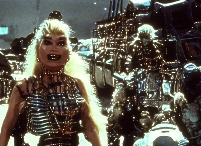 Image similar to scene from the 1 9 8 5 science fiction film muppet mad max beyond thunderdome