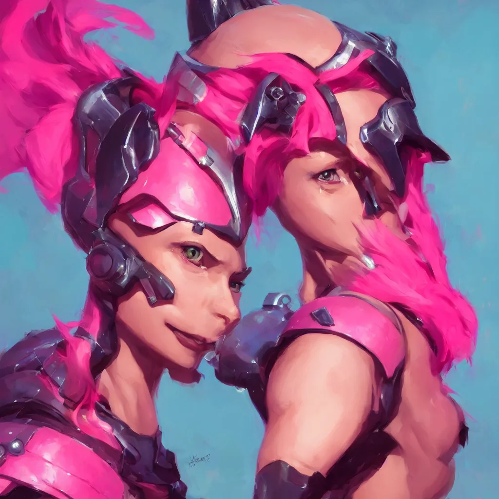 Prompt: female paladin with bright pink mohawk, portrait, behance hd artstation by jesper ejsing by rhads, makoto shinkai and lois van baarle, ilya kuvshinov, ossdraws