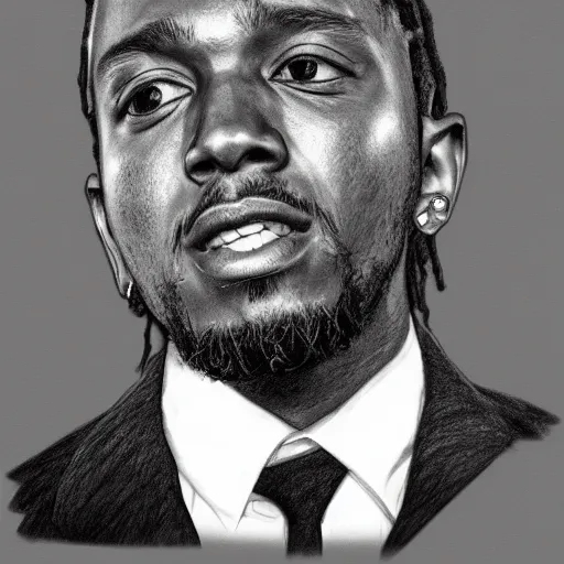 Prompt: highly detailed pencil sketch of Kendrick Lamar, 8k