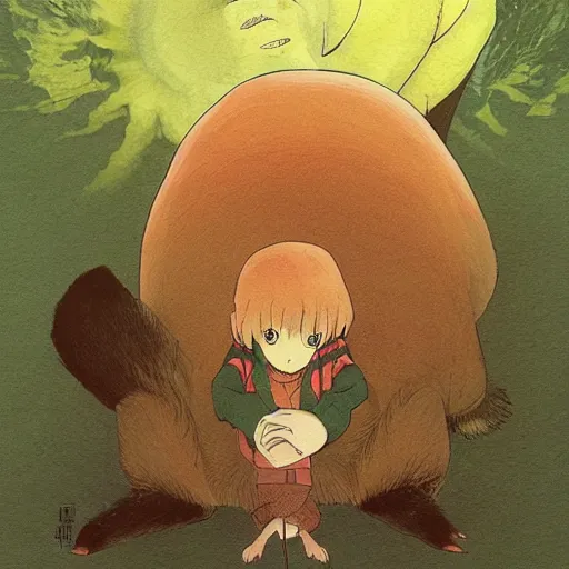 Prompt: a beautiful illustration of a capybara tokyo ghoul by studio ghibli, new contemporary art, comic book illustration, anime, satoshi kon