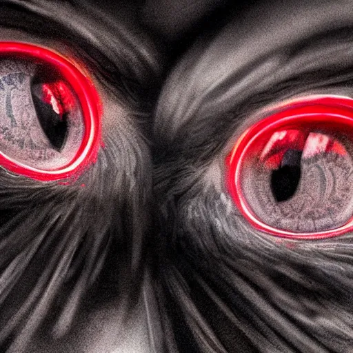 Image similar to A pair of bright red eyes, hd, intricate, Highly detailed, beautiful, reflective, glowing, 8k, digital art, realism, award winning photo, moody