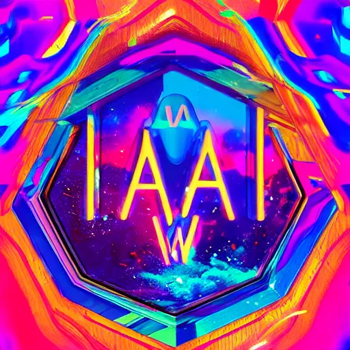 Image similar to a and w vaporwave logo, colorful, digital art, cosmic, 3 d high definition, trending on art station, photorealistic, high resolution, 8 k, octane, hyper detailed, insane details, intricate, elite, ornate, elegant trend, highly detailed and intricate, sharp focus, photography, unreal engine