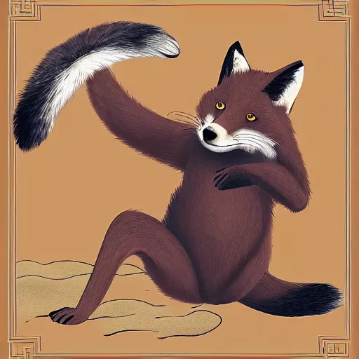 Prompt: fox animal doing kung fu, award winning illustration