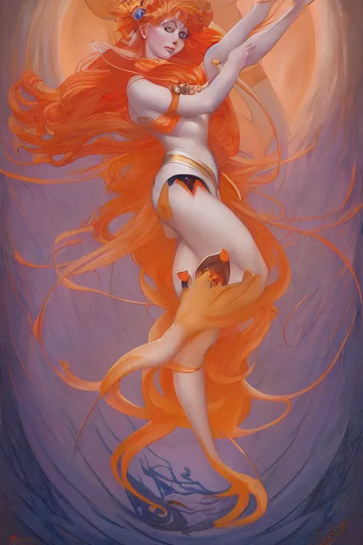 Prompt: Sailor Venus by Peter Mohrbacher in the style of Gaston Bussière, Art Nouveau