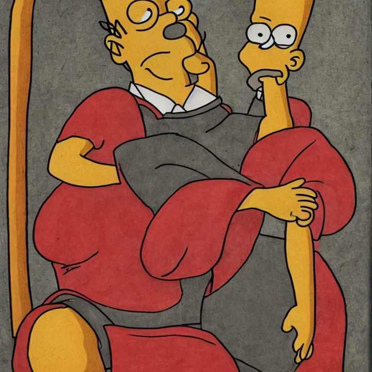 Image similar to portrait of homer simpson in renaissance pose, cartoon style