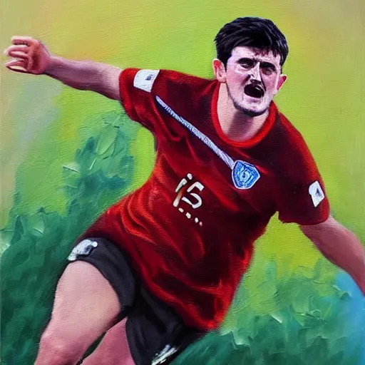 Prompt: oil painting of harry maguire as a viking