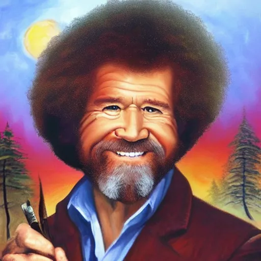 Prompt: bob ross painting the apocalypse
