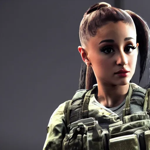 Image similar to Ariana Grande in Call of Duty, 4k