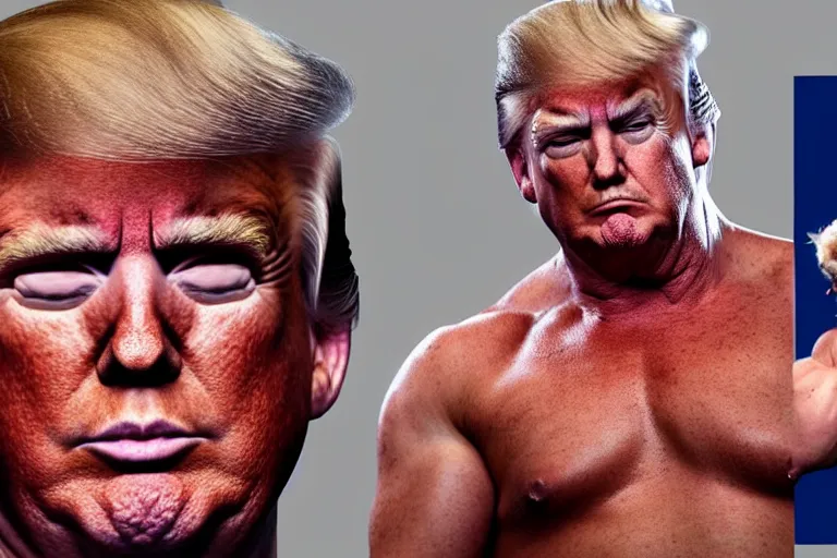 Image similar to Donald Trump as a body builder, digital art, 8k, UHD