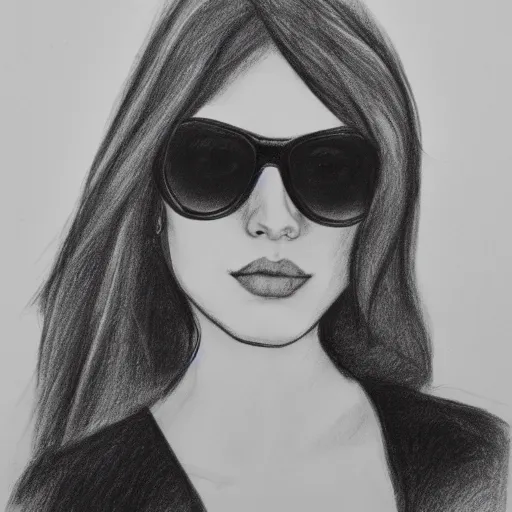 Prompt: a pencil sketch portrait of 🍋 wearing aviator sunglasses, black and white, white background, fine detail