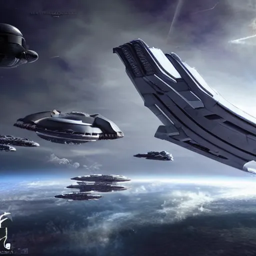 Image similar to epic photo, futuristic starship, halo, military, highly detailed