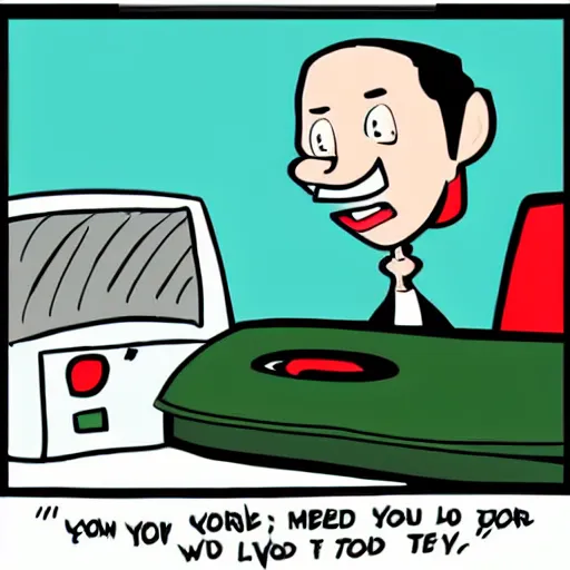 Image similar to a desktop computer saying I told you so, cartoon style