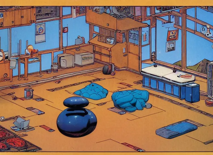 Prompt: a room by akira toriyama