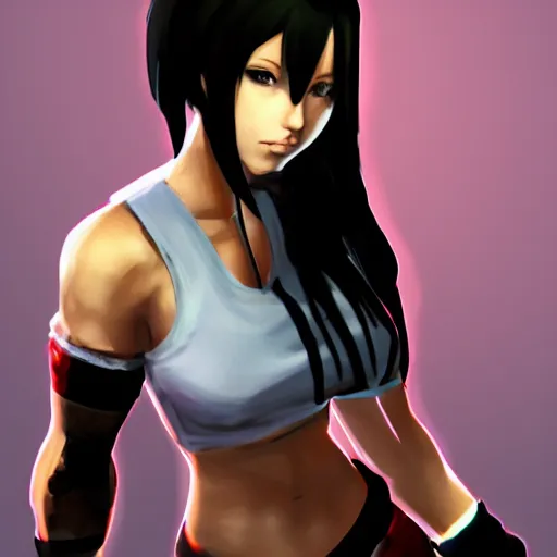 Prompt: head and body concept art of tifa lockhart, trending on artstation