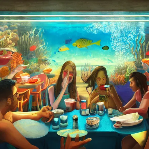 Image similar to cafe rio, underwater, trending on artstation, 4 k