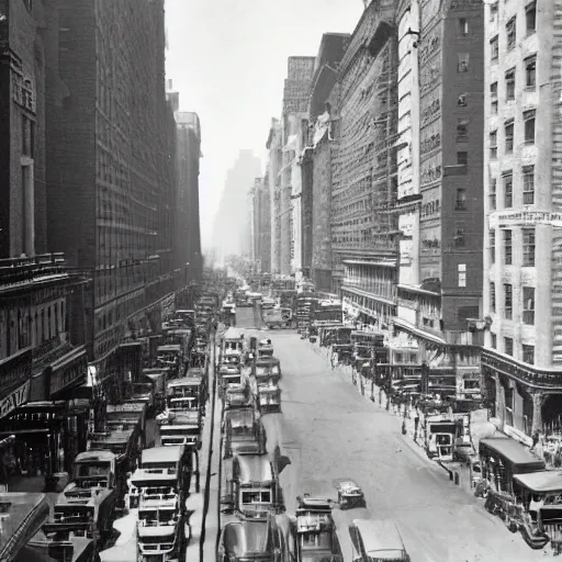 Prompt: photograph of a new york city street in 1 9 3 2