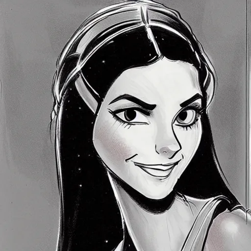 Image similar to milt kahl sketch of victoria justice as princess padme from star wars